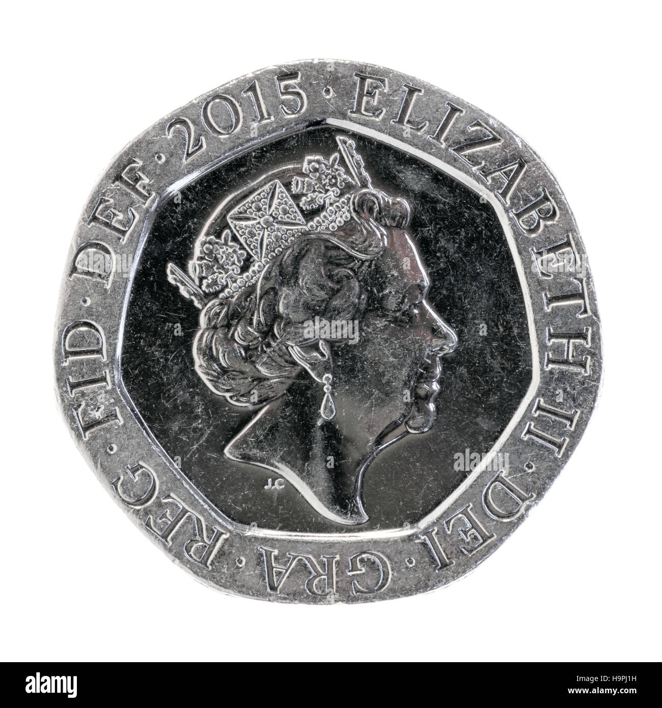 2008 Nuevo diseño para British coins 20 peniques pedazo Foto de stock