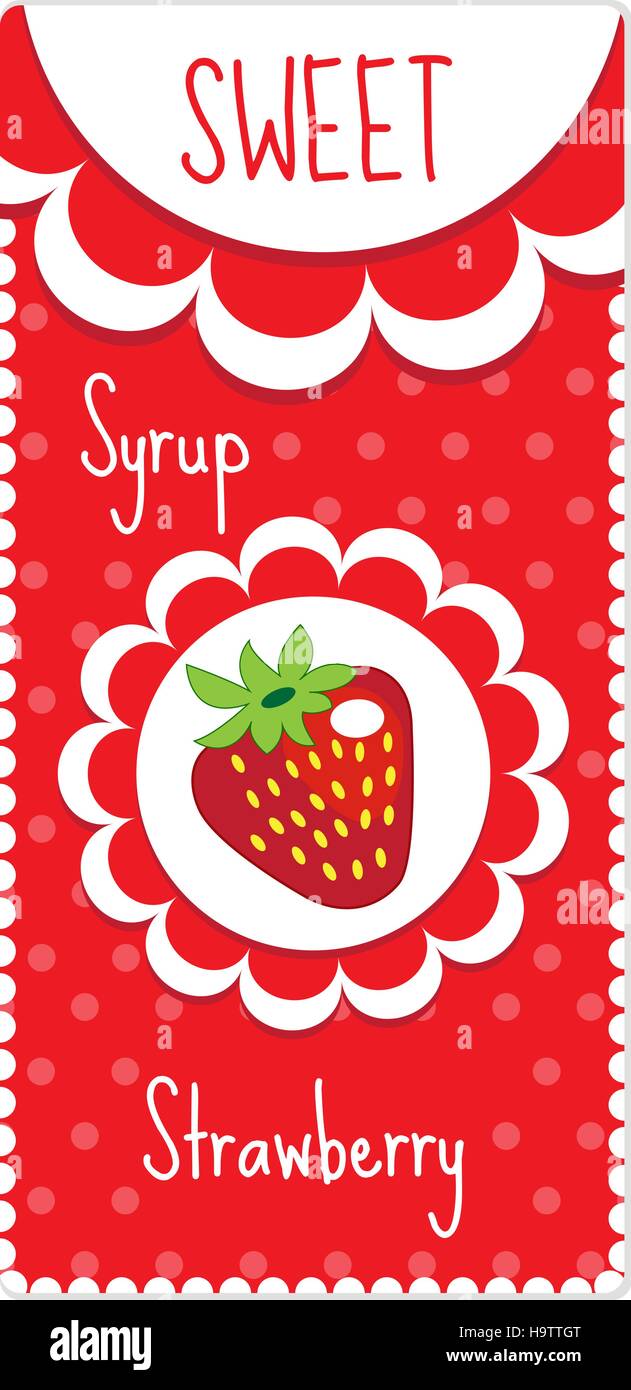 Etiquetas para bebidas fruta dulce, jarabe, mermelada. Etiqueta de fresa. Ilustración vectorial Imagen Vector de stock - Alamy