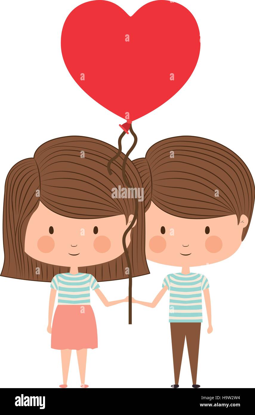 Boy Girl Cartoon Heart Balloon Fotos E Imagenes De Stock Alamy