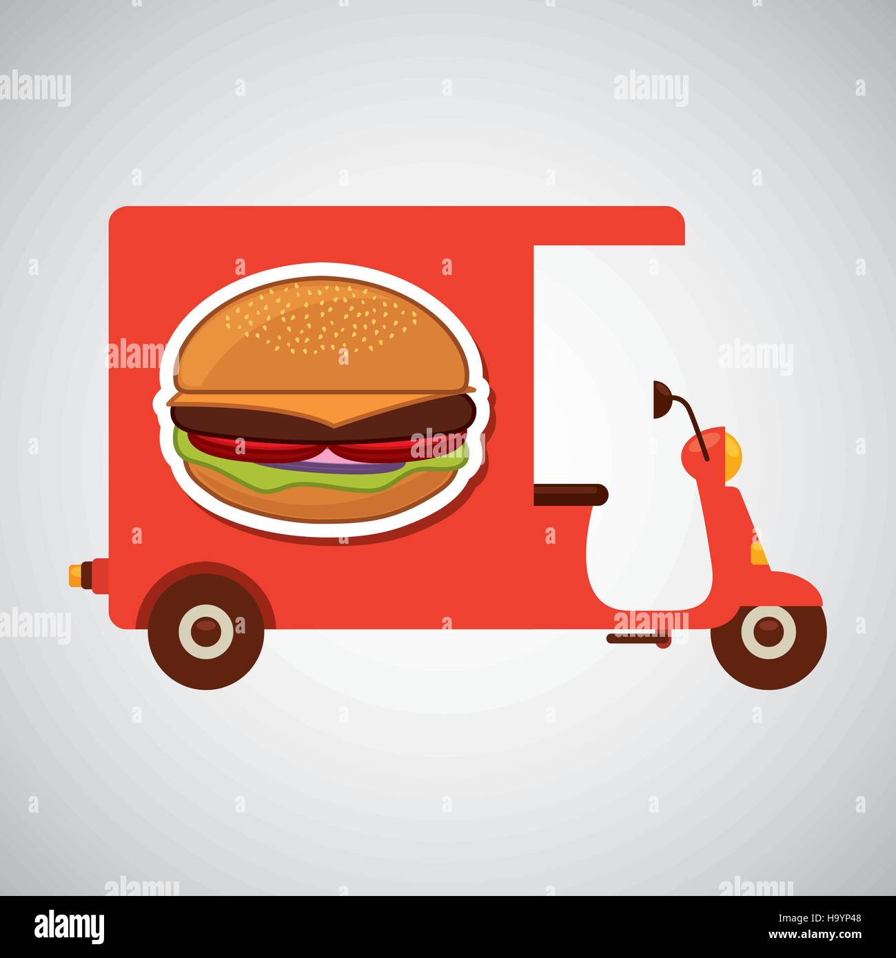 Motocicleta entrega de comida rápida Burger ilustración vectorial EPS 10 Ilustración del Vector