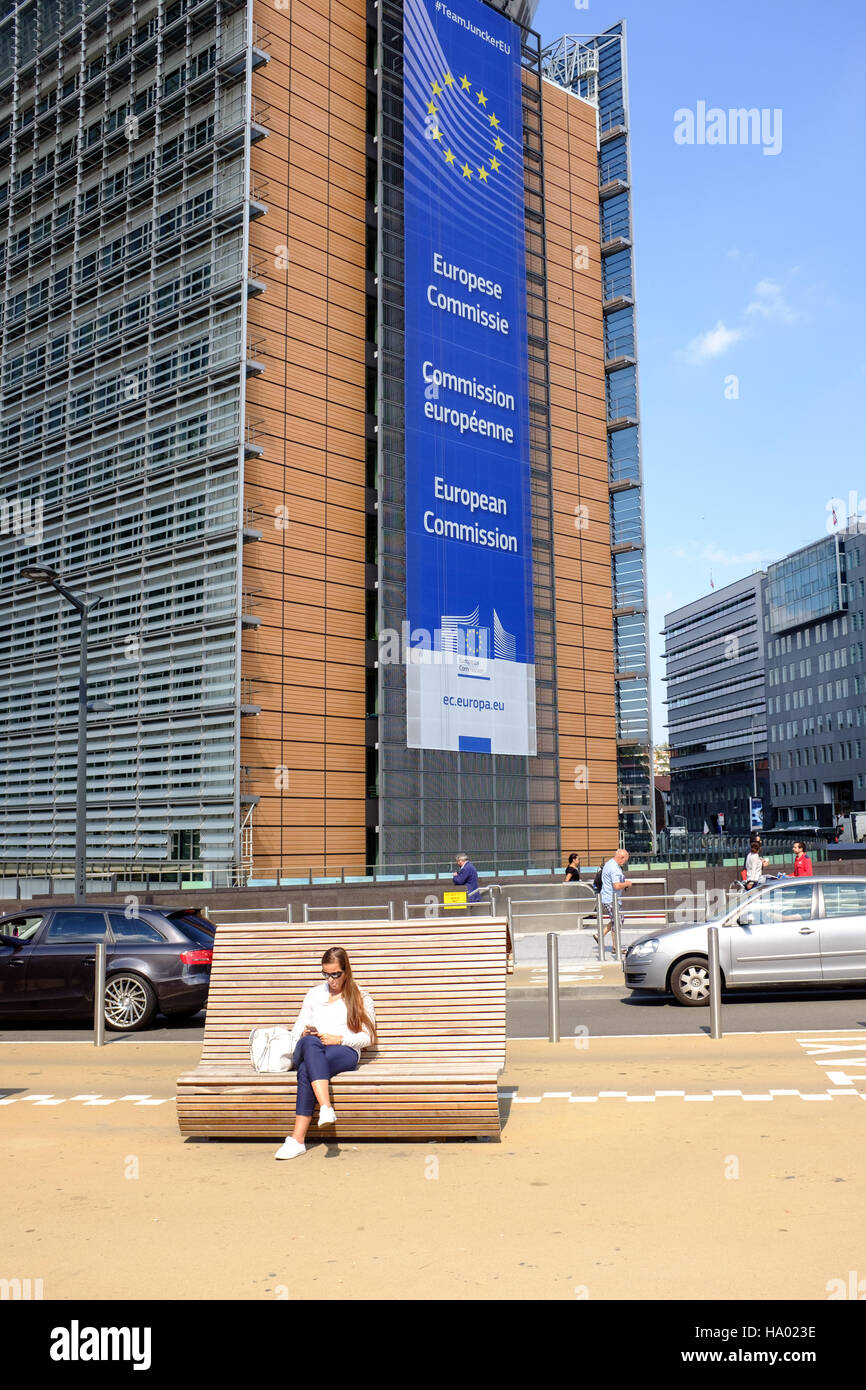 El edificio Berlaymont alberga la sede de la Comisión Europea, Bruselas, Bélgica Foto de stock