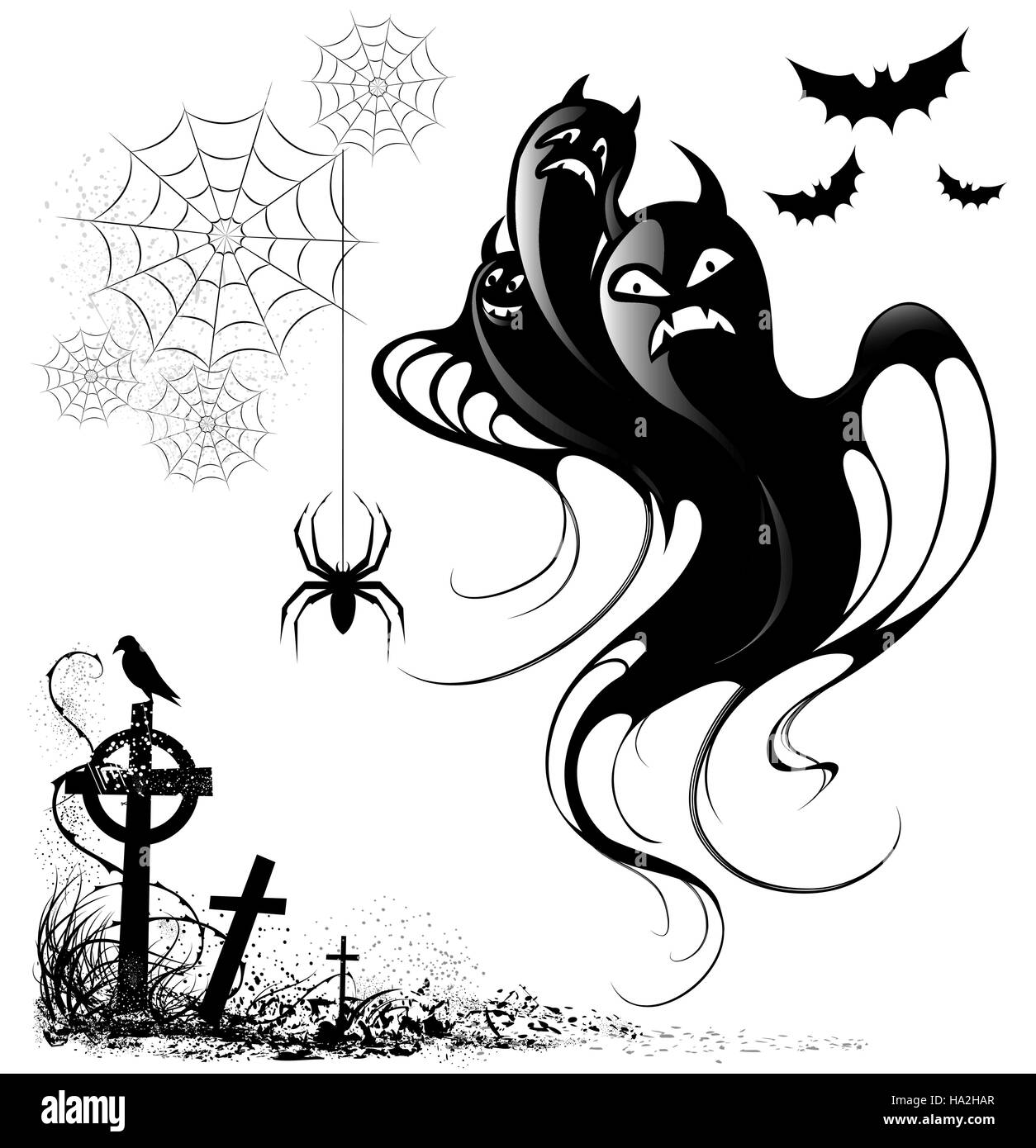 Los elementos de diseño para halloween Ilustración del Vector