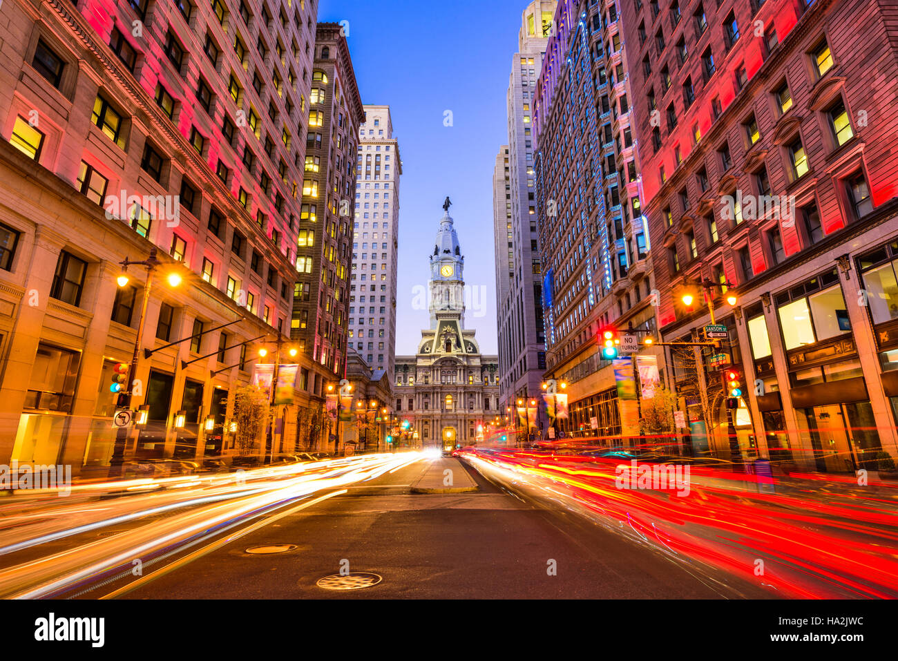 Philadelphia, Pennsylvania, EE.UU. en el centro de la ciudad, en el ayuntamiento de la ciudad. Foto de stock