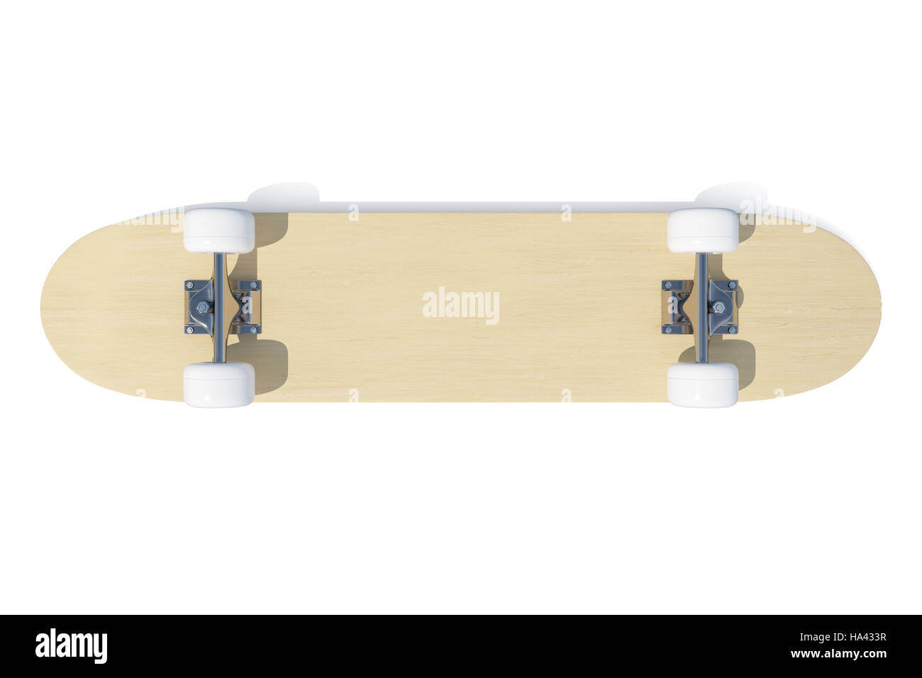 3D rendering skateboard deck aislado sobre fondo blanco, vista superior. Foto de stock