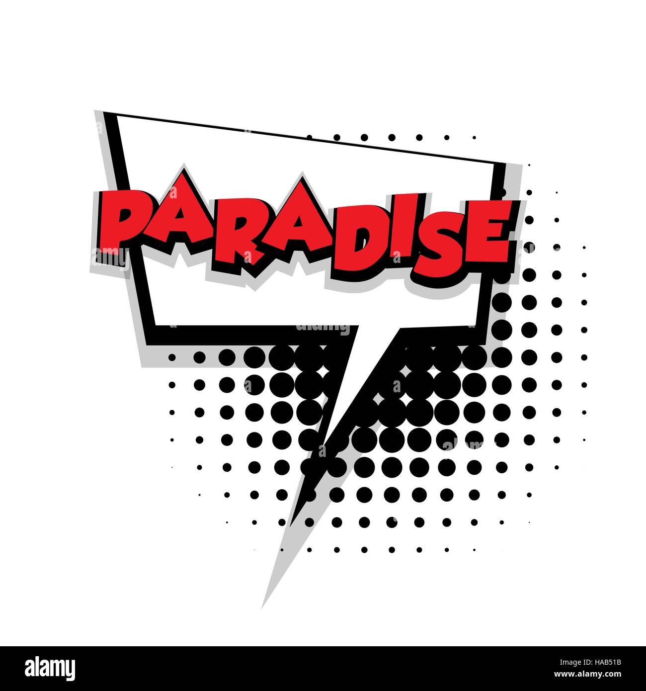 Texto cómico paradise sonido pop art Ilustración del Vector