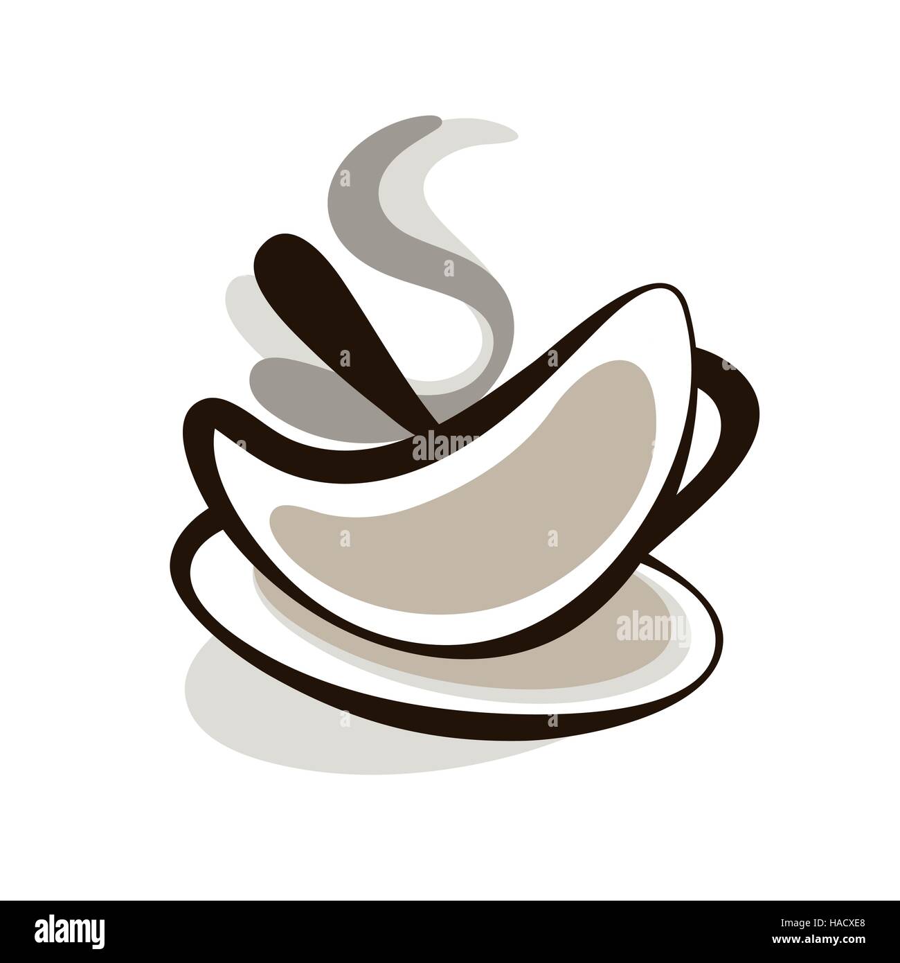 Contorno vectorial silueta caliente taza de café Ilustración del Vector