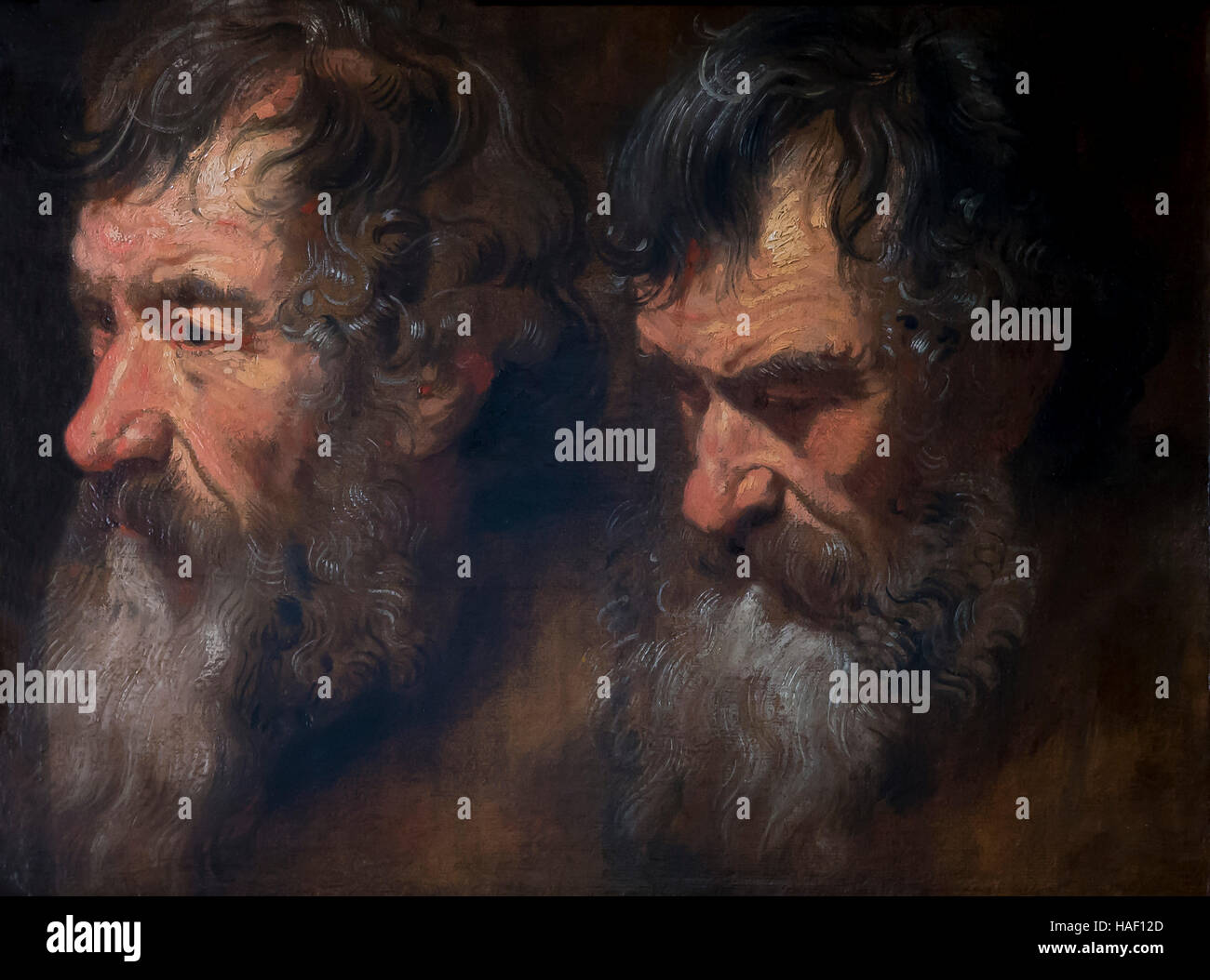 Dos estudios de la cabeza de un hombre, por Anthony van Dyck, circa 1618 - 1619 rockoxhuis, Amberes, Bélgica, Europa Foto de stock