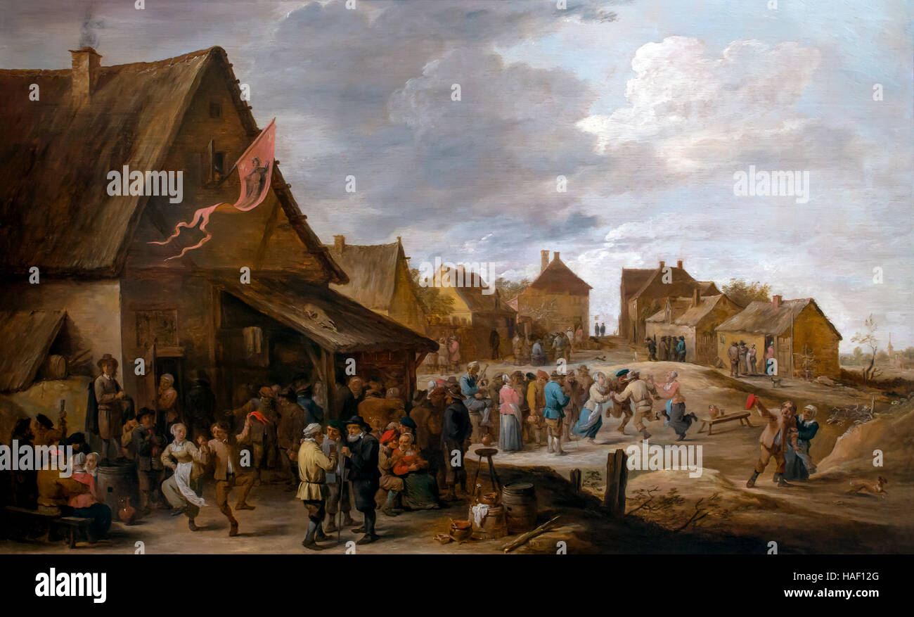 Fiesta de aldea, feria anual, por David Teniers II, Rockoxhuis, Amberes, Bélgica, Europa Foto de stock