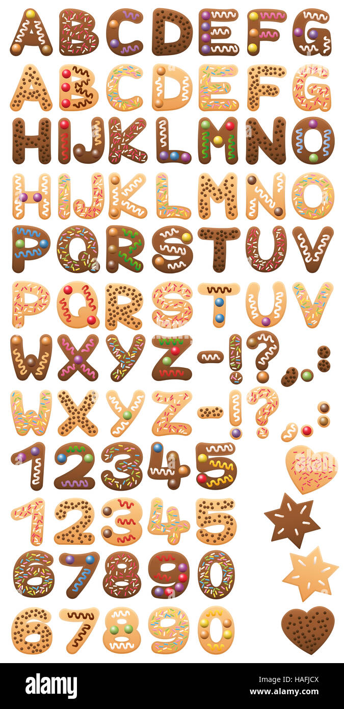 Galletas de Navidad alfabeto surtido en duplicado - para su texto con letras dobles. Foto de stock