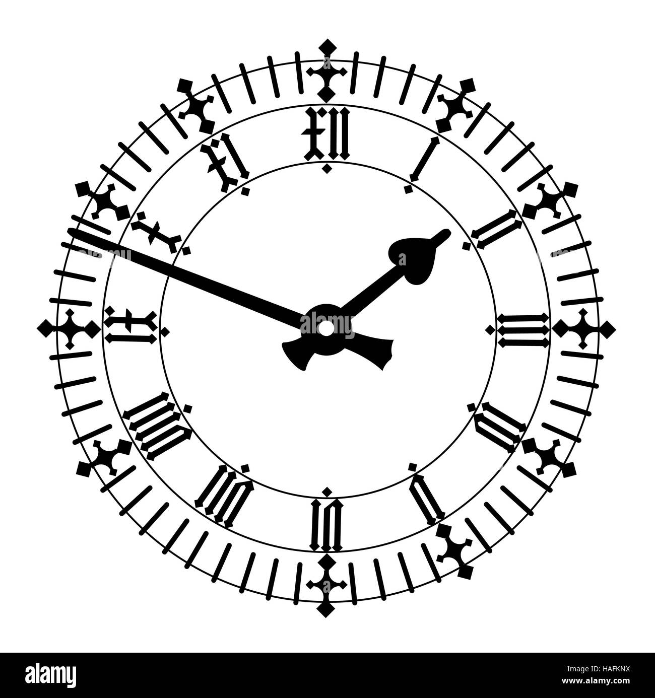Reloj de numeros romanos Imágenes de stock en blanco y negro - Alamy