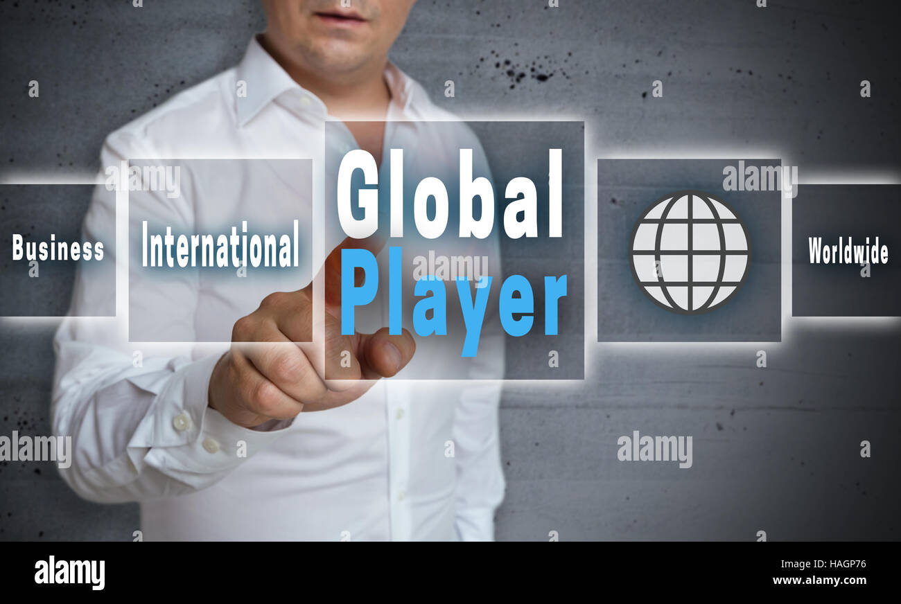 Global Player Antecedentes Concepto de pantalla táctil. Foto de stock