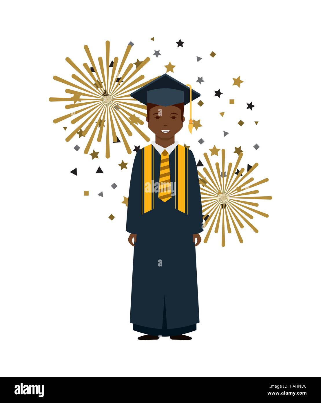 Graduado De Dibujos Animados Con El Hombre Vestido De Graduacion Y