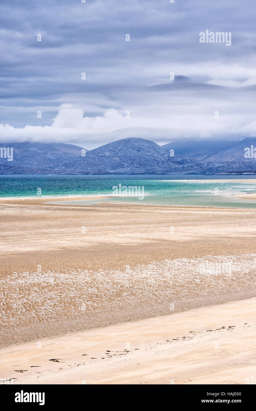 Seilebost playa en marea baja, Harris, Hébridas, Escocia Foto de stock