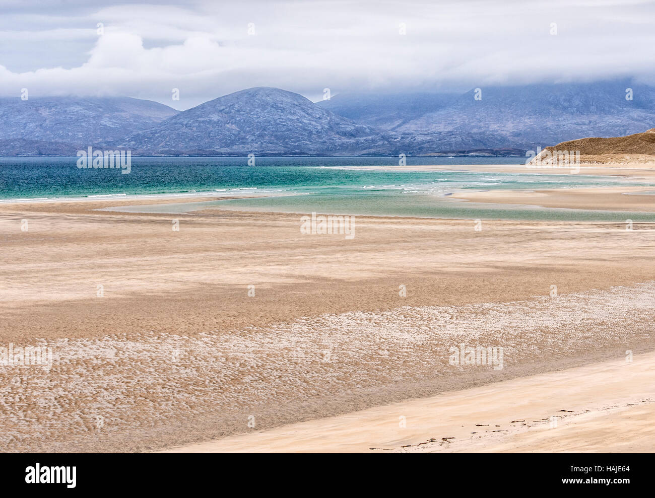 Seilebost playa en marea baja, Harris, Hébridas, Escocia Foto de stock