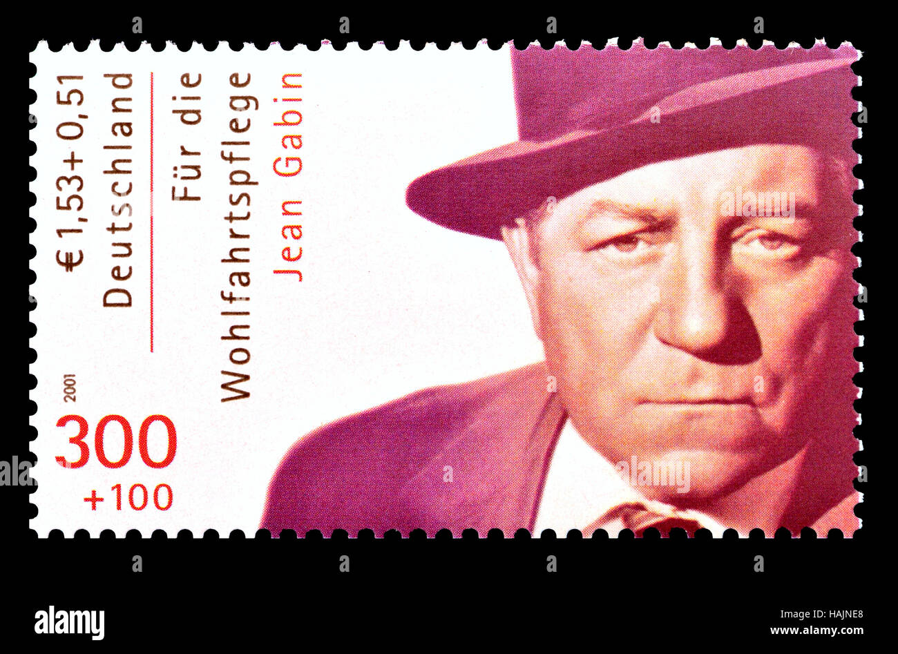 Sello postal alemán (2001) : Jean Gabin (1904-76), el actor y cantante francés Foto de stock
