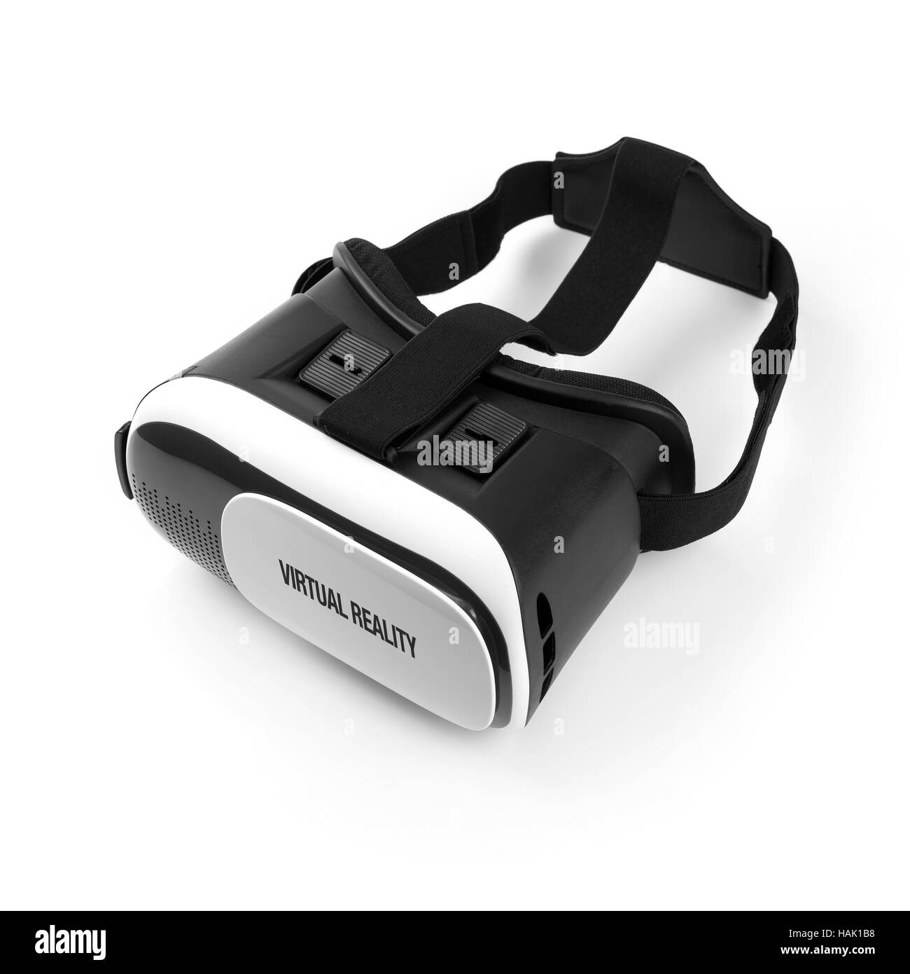 Casco de realidad virtual aislado sobre fondo blanco. Foto de stock