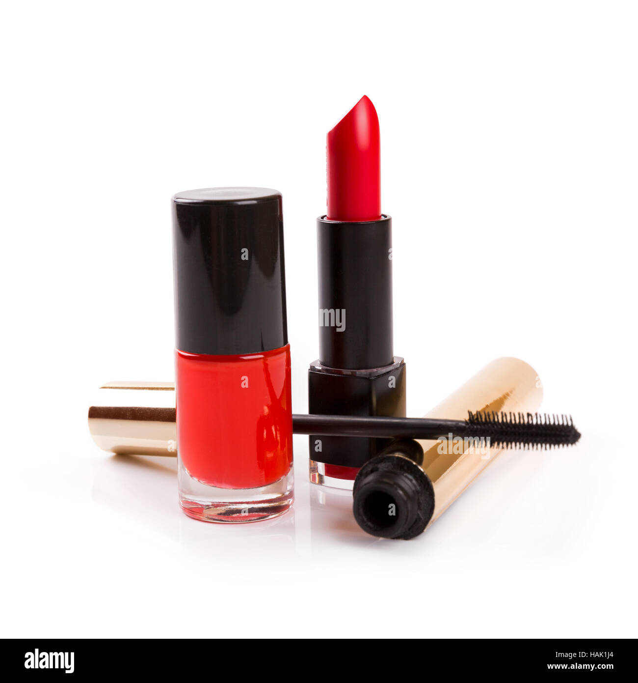 Diario cosméticos maquillaje aislado en blanco Foto de stock
