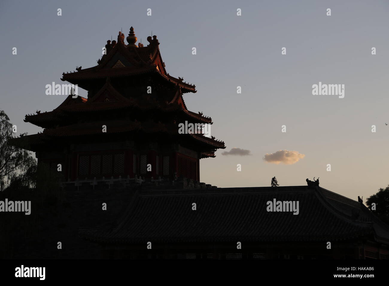 Torreta de esquina de la Ciudad Prohibida de Pekín, China Foto de stock