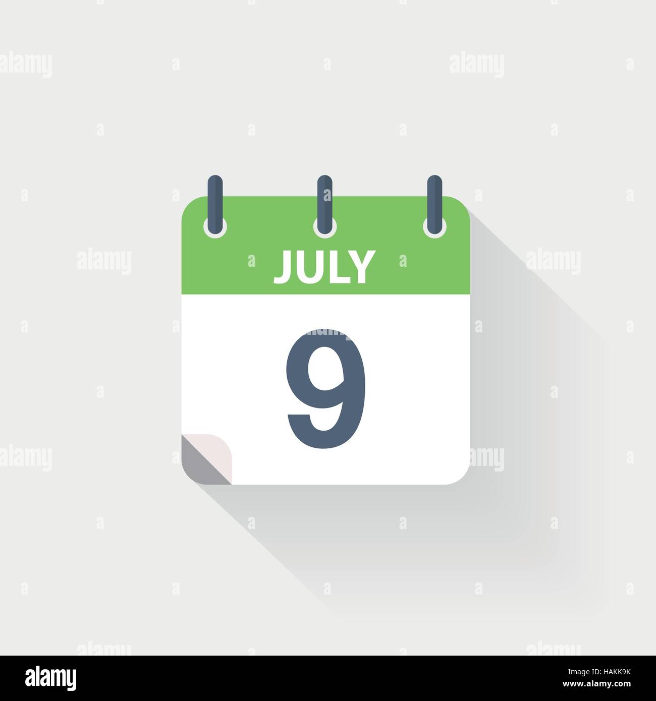 El 9 de julio de icono calendario Imagen Vector de stock - Alamy