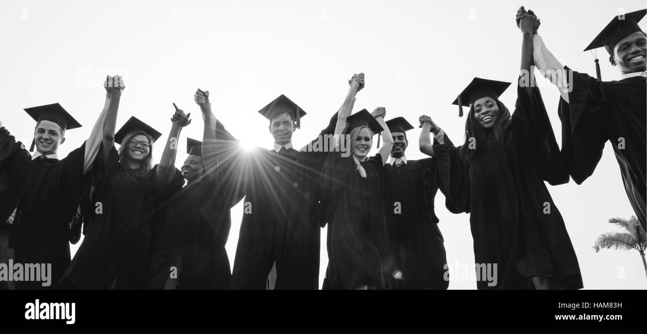 Logro de graduación escolar Concepto Estudiante Universitario Foto de stock