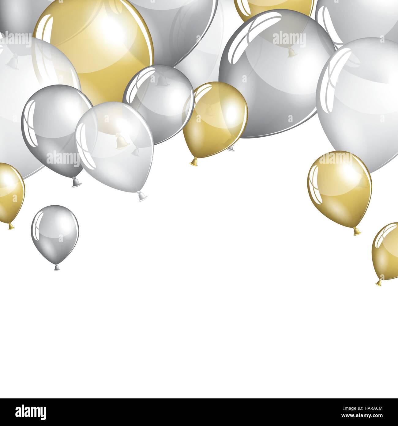 Conjunto de globos plateados sobre fondo blanco transparente decoración de  diseño de eventos de globos de fiesta mockup para impresión de globos  vector