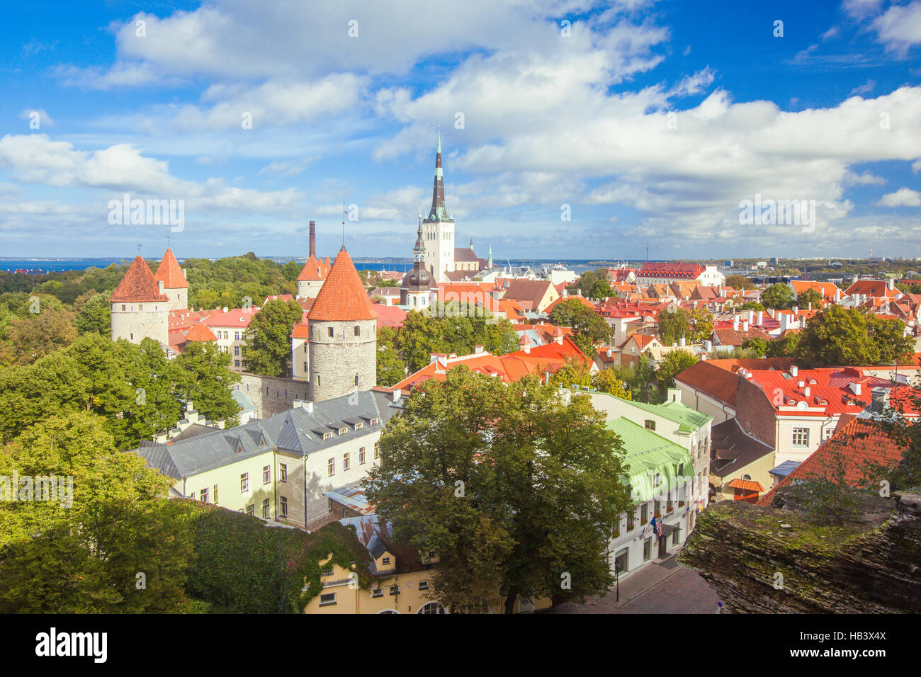 Antena de verano panorama escénico de Tallin. Foto de stock