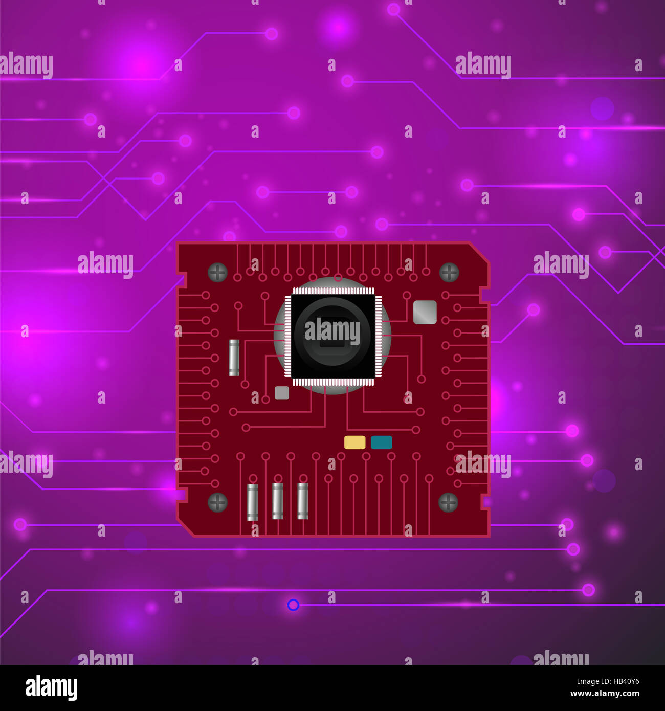 La moderna tecnología informática color rosa de fondo Foto de stock