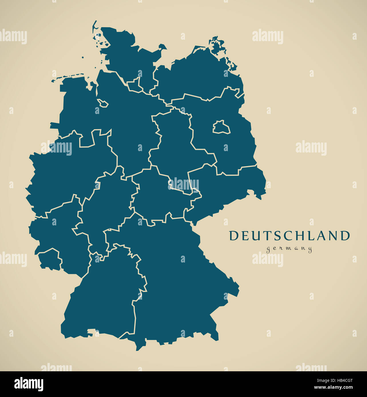 Mapa moderno - Alemania con los estados federales de la ilustración Foto de stock