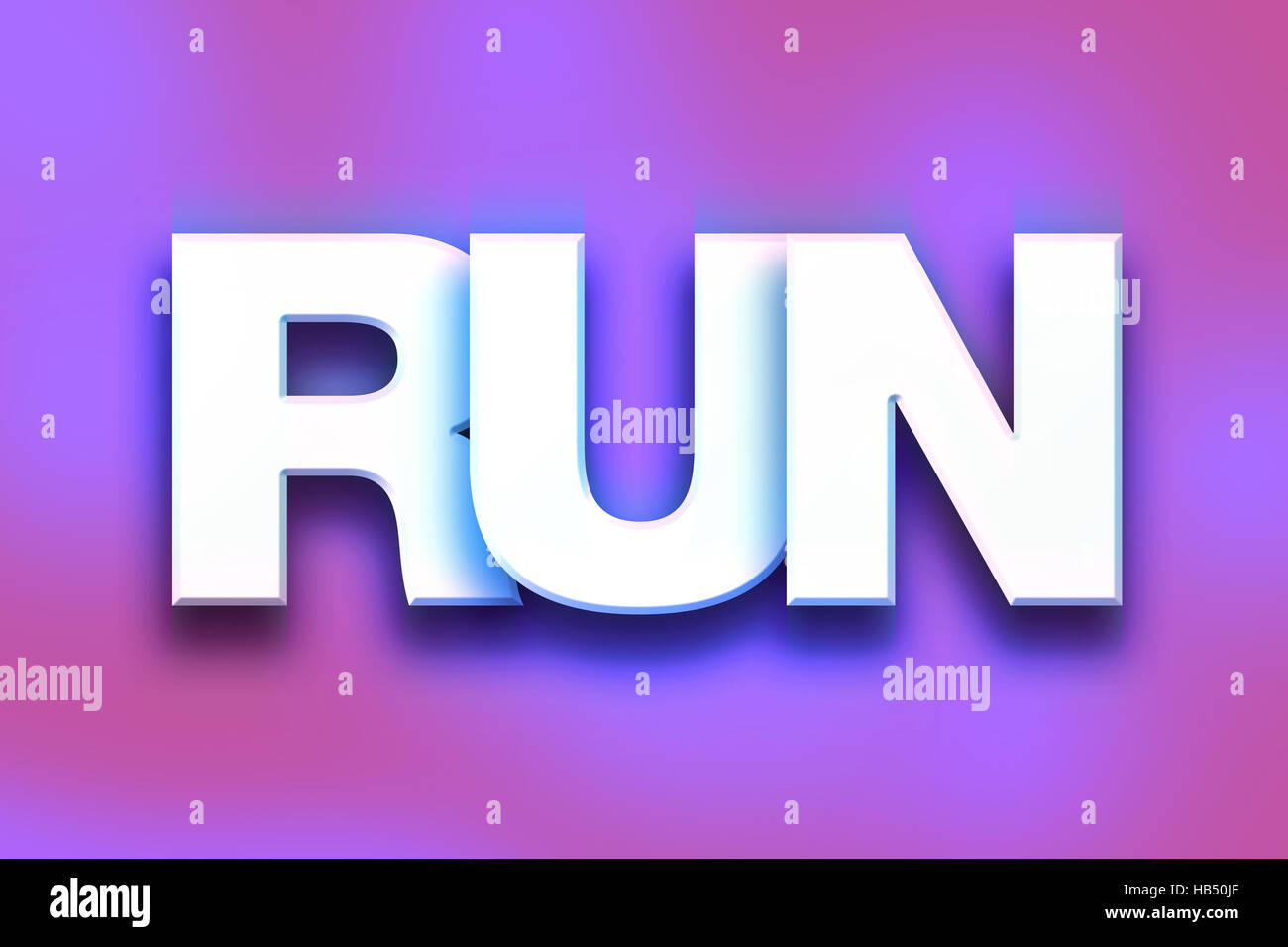 La palabra 'Ejecutar' escrito en blanco 3D letras sobre un fondo de