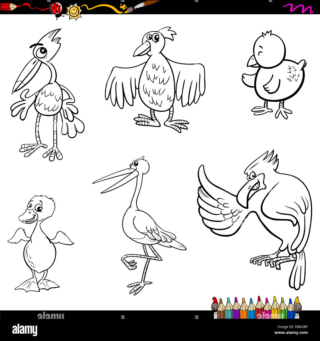 Página para colorear dibujos animados de aves Fotografía de stock - Alamy
