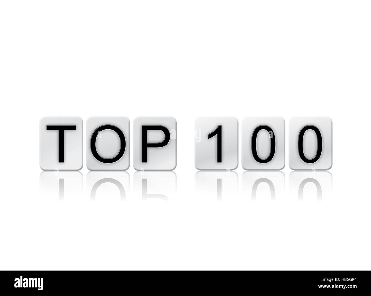 La palabra "Top 100" escrito en letras de mosaico aislado sobre un fondo  blanco Fotografía de stock - Alamy