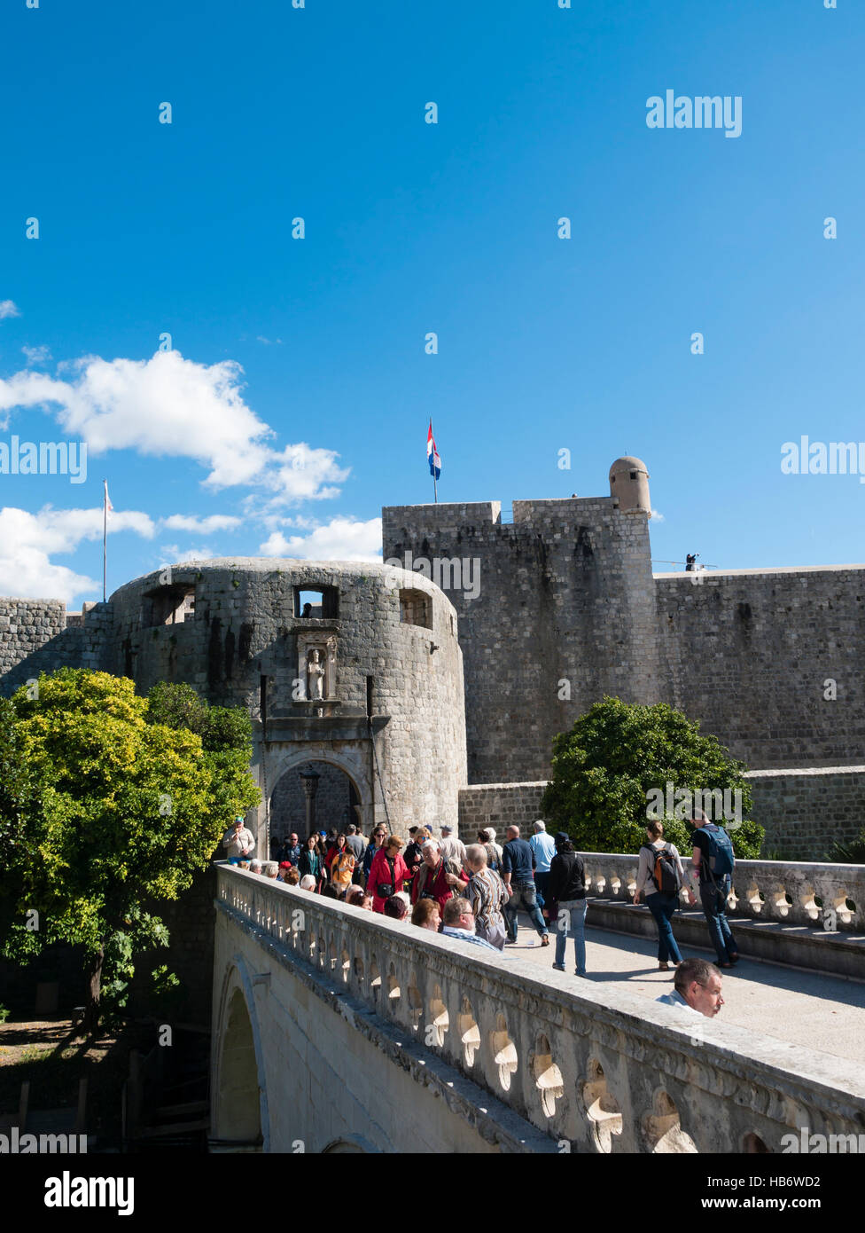 La Puerta Pile, Dubrovnik, Costa Dálmata, República de Croacia. Foto de stock