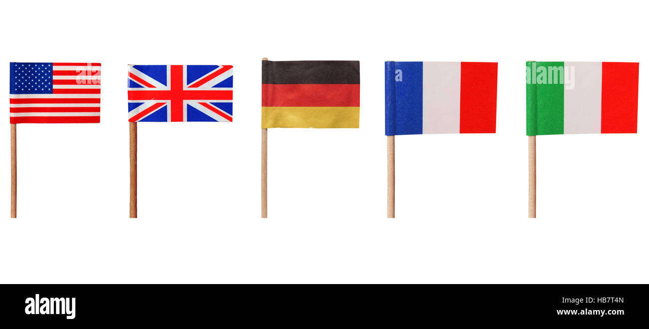 Banderas de Estados Unidos Reino Unido Alemania Francia Italia Fotografía  de stock - Alamy