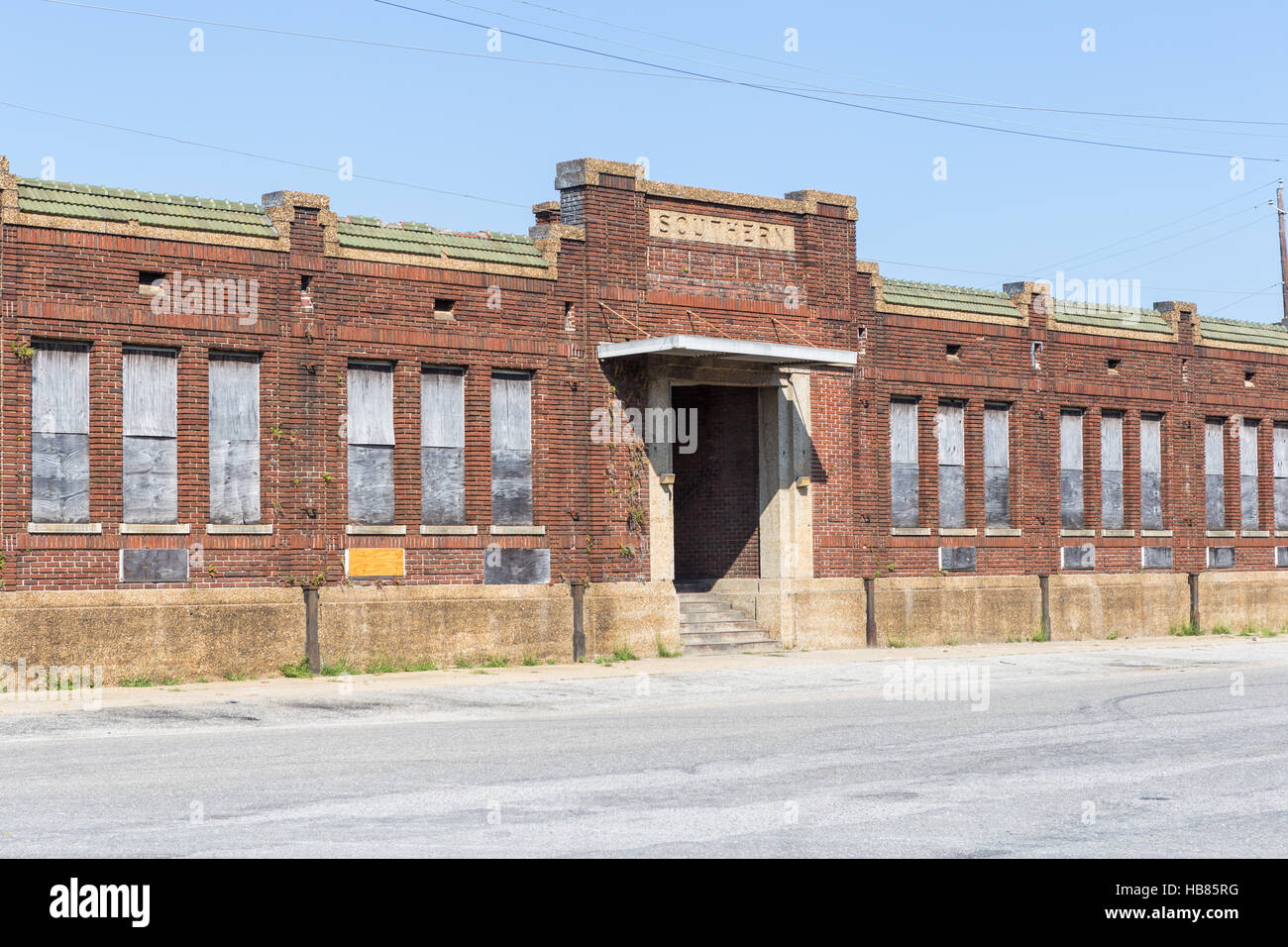 Una abandonada Southern Railway Freight Depot en Mobile, Alabama. Foto de stock