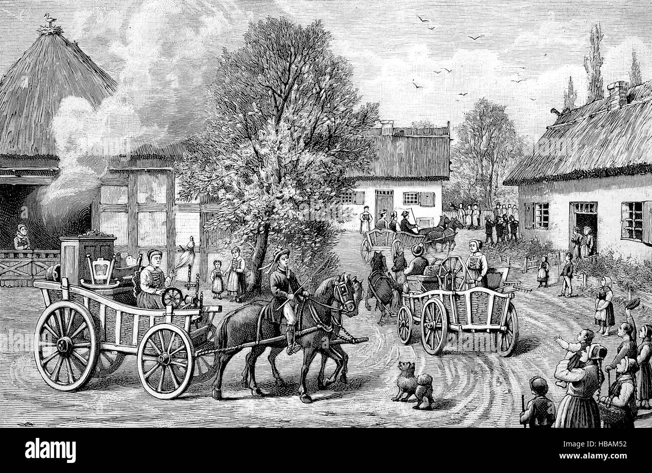 Costumbres nupciales, dote tour, Pomerania, ilustración hictorical desde 1880 Foto de stock