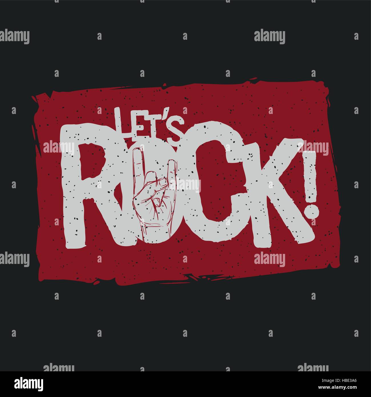 Let's Rock! Grunge diseño tipográfico para camisetas, carteles, prospectos, etc. elementos por separado en capas en el archivo vectorial. Color global utilizado. Ilustración del Vector