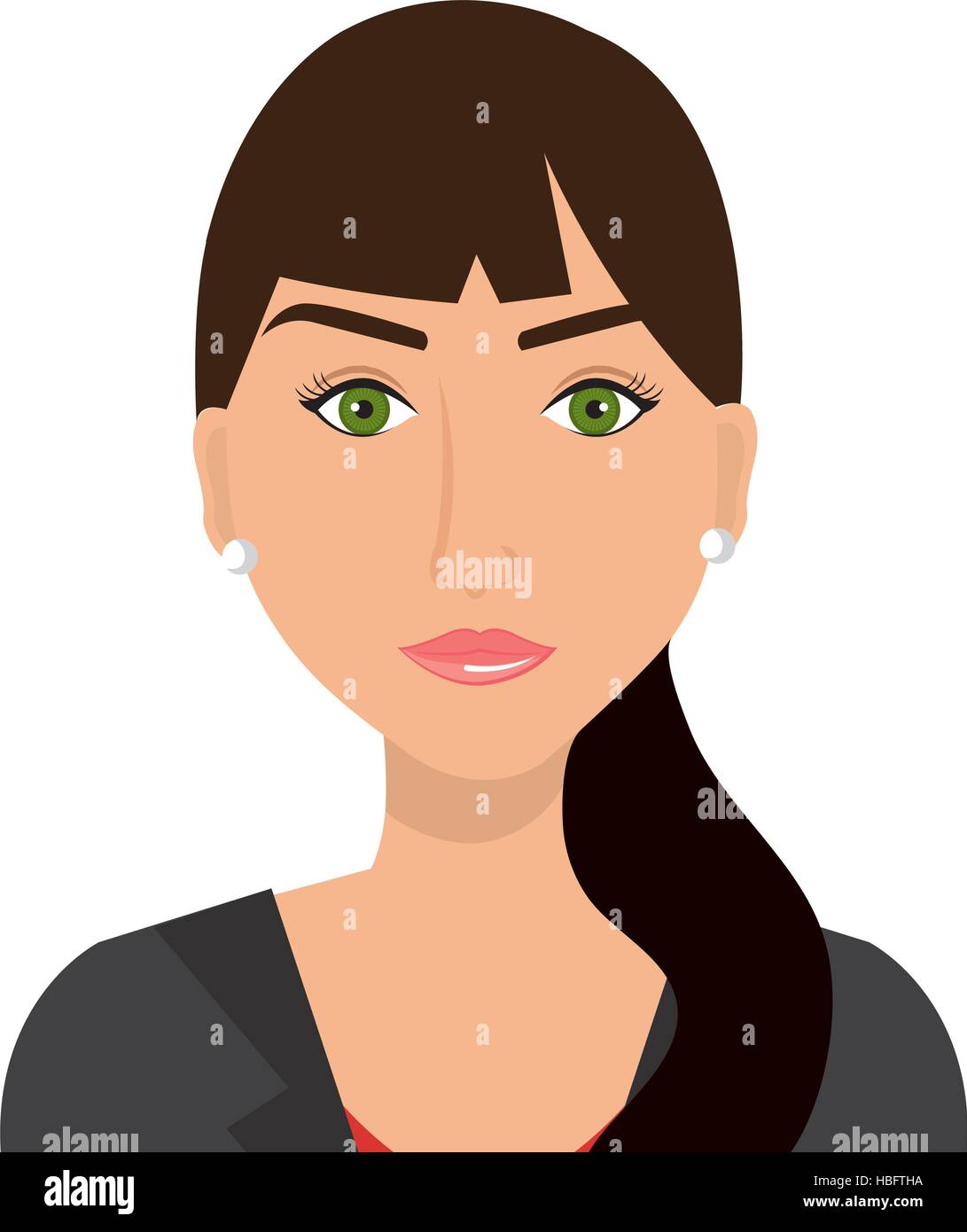 Perfil de mujer joven y bella caricatura sobre blanco backgroudn,  ilustración vectorial Imagen Vector de stock - Alamy