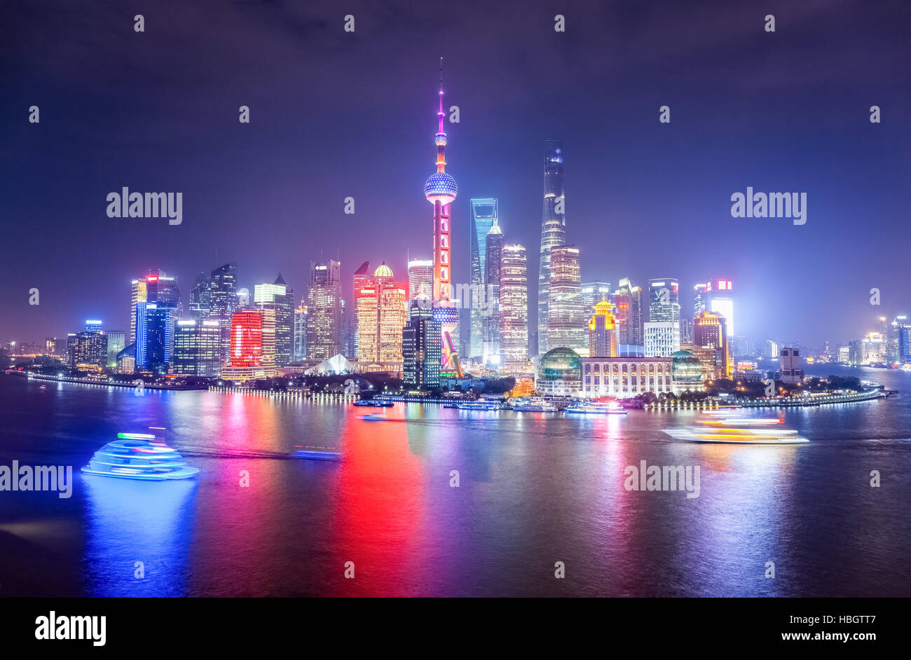 Hermosa escena nocturna en Shanghai Foto de stock