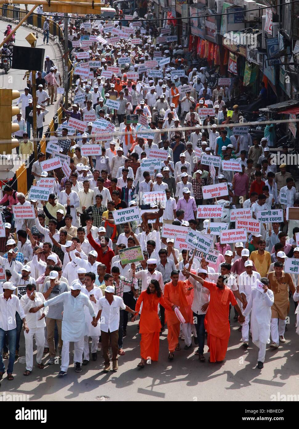 Los miembros de la sociedad bishnoi" carteles realmente silenciosa contra el Tribunal Superior de Rajasthan absolución Salman Khan Chinkara furtiva Jodhpur Foto de stock