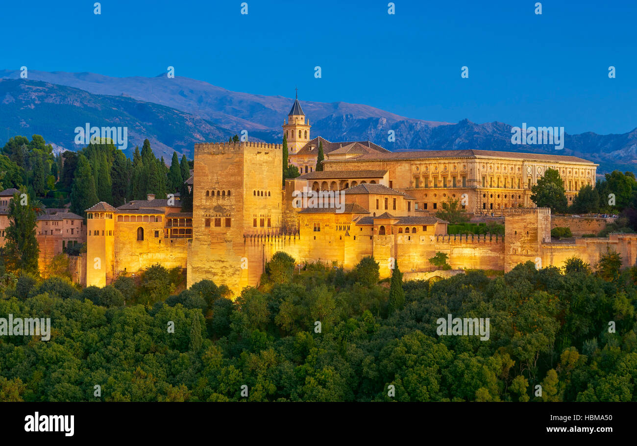 Palacio de la Alhambra, Granada, Andalucía, España. Foto de stock