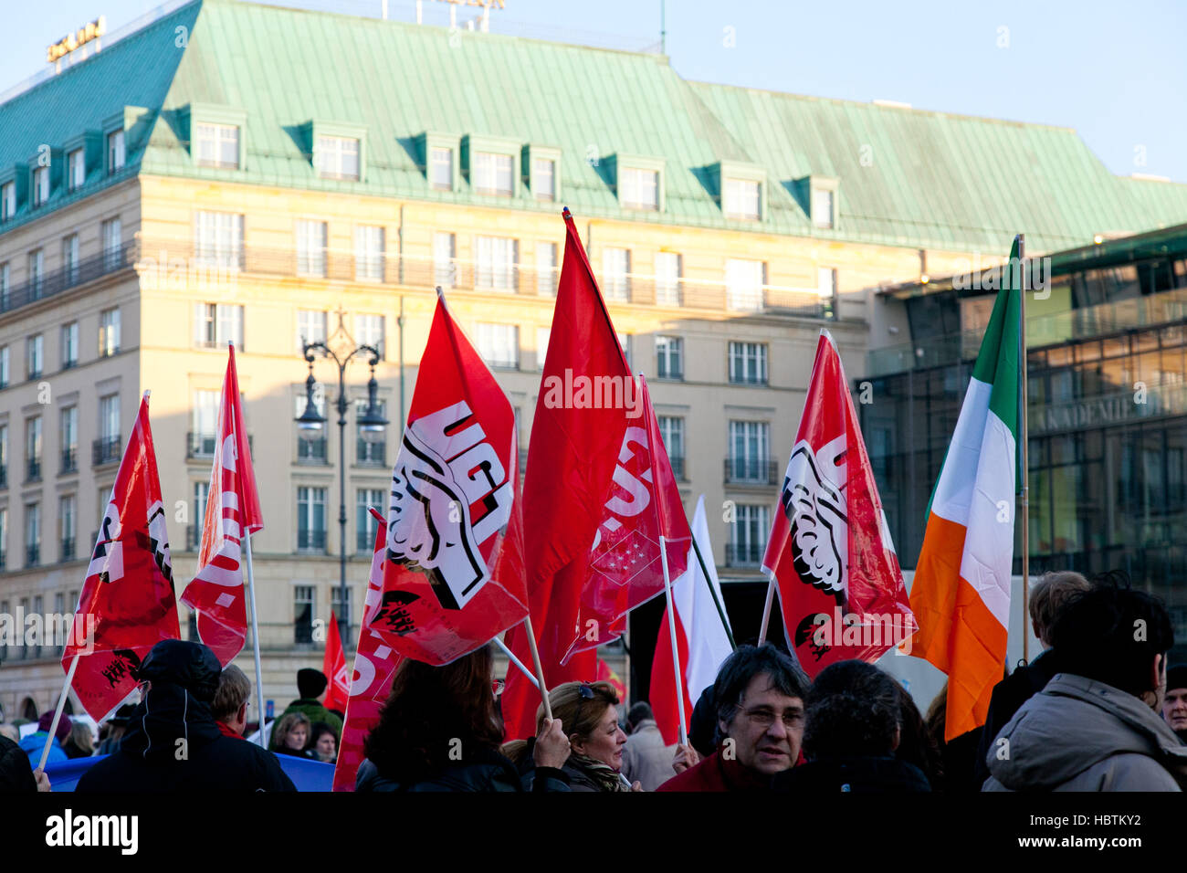 El 14 de noviembre, día de acción europeo en Berlín. Foto de stock