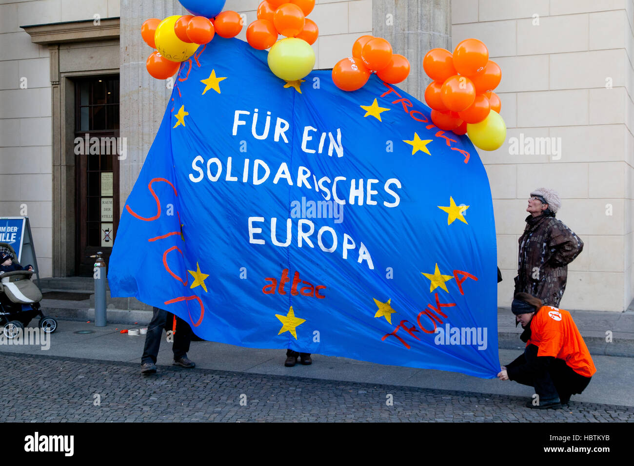 El 14 de noviembre, día de acción europeo en Berlín. Foto de stock