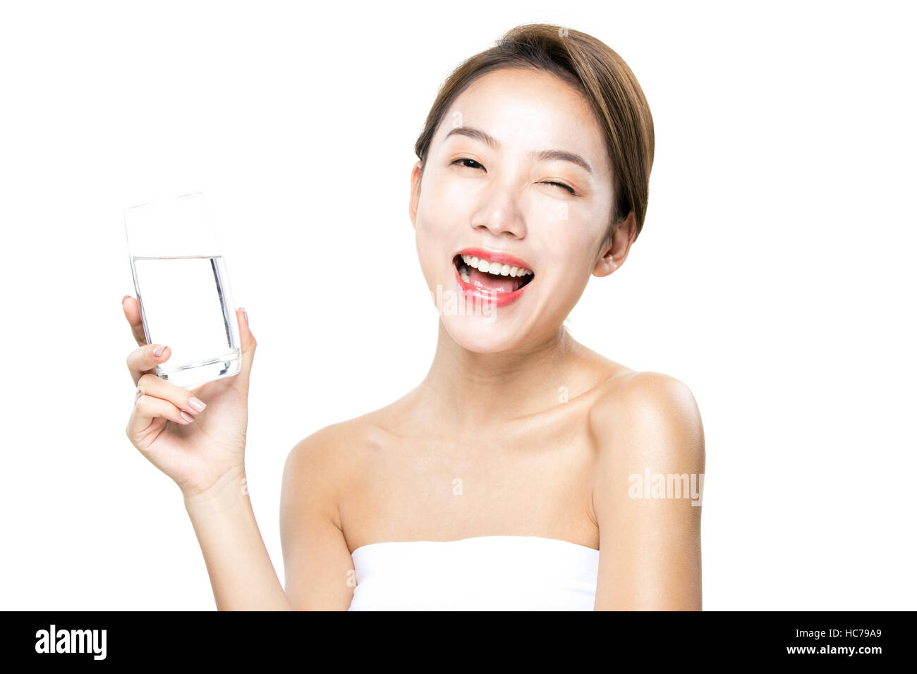 Retrato de mujer joven con agua Foto de stock