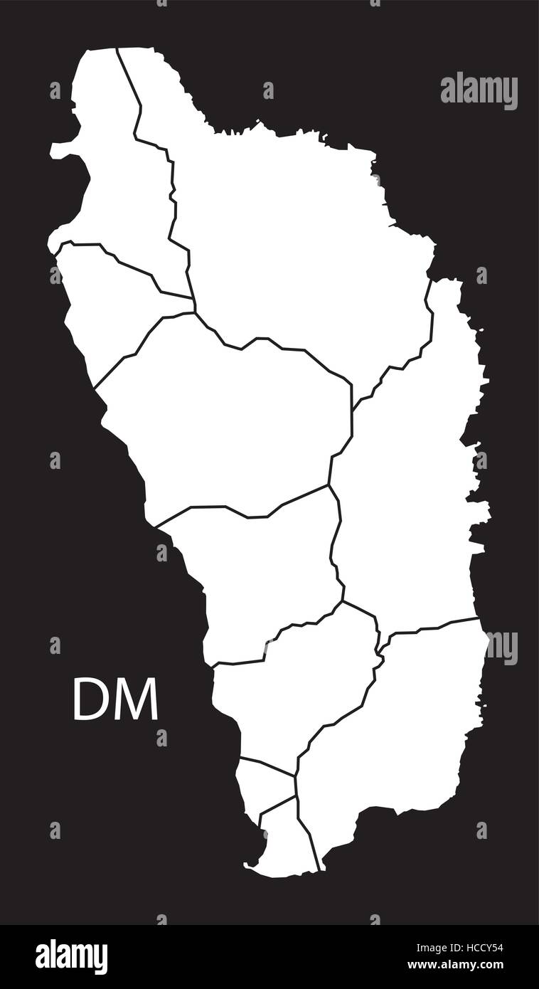 Dominica con parroquias Mapa black country ilustración Ilustración del Vector