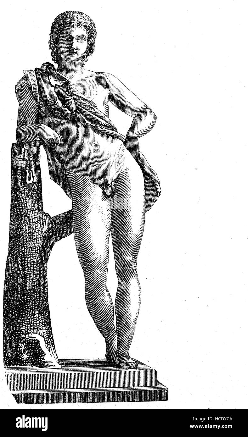 Un joven faunus, en la antigua religión romana y el mito, Faunus fue el Horned dios del bosque, las llanuras y los campos, la historia de la Roma antigua, el Imperio Romano, Italia Foto de stock