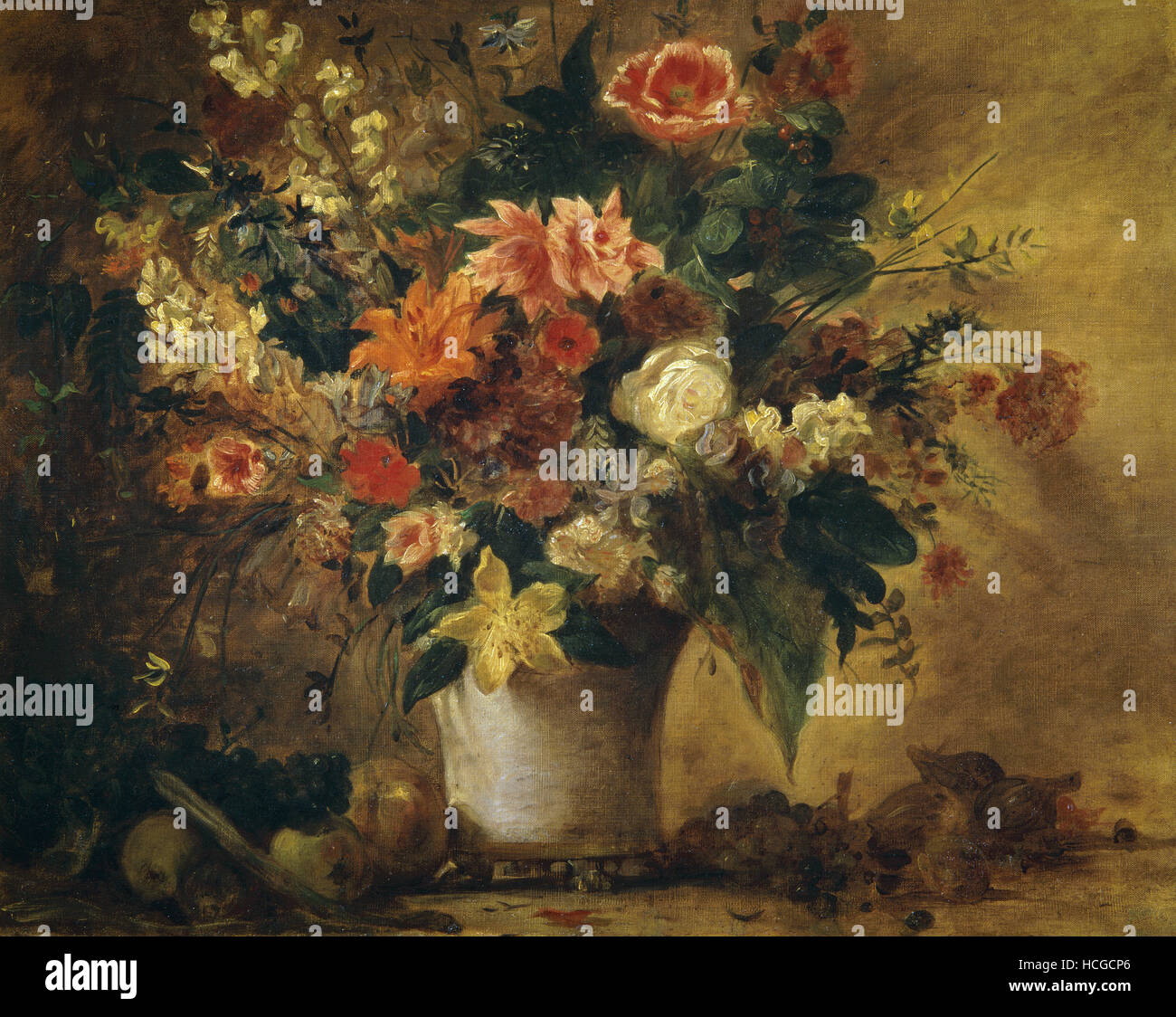 Eugene Delacroix - Ramo de flores y frutas - 1842 Foto de stock