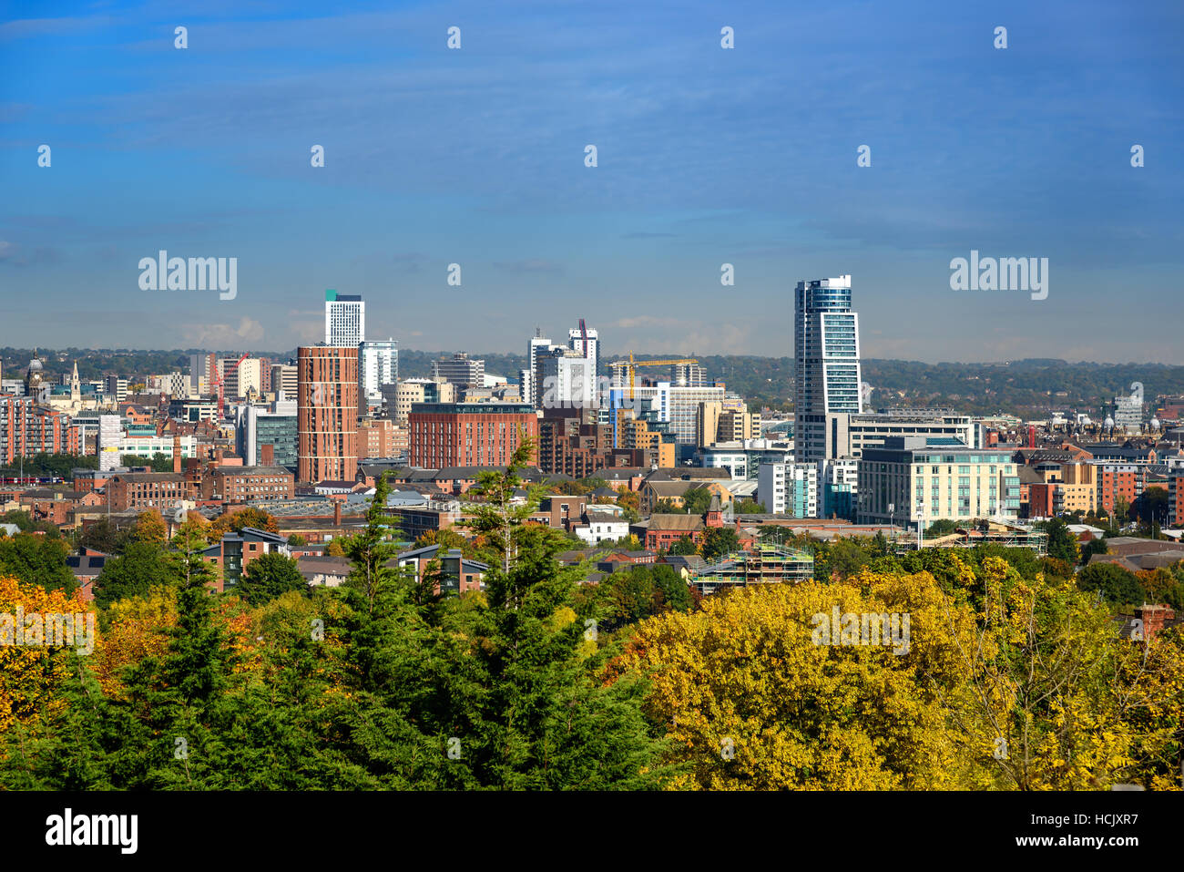 El horizonte de la ciudad de Leeds, Yorkshire, Reino Unido. Foto de stock