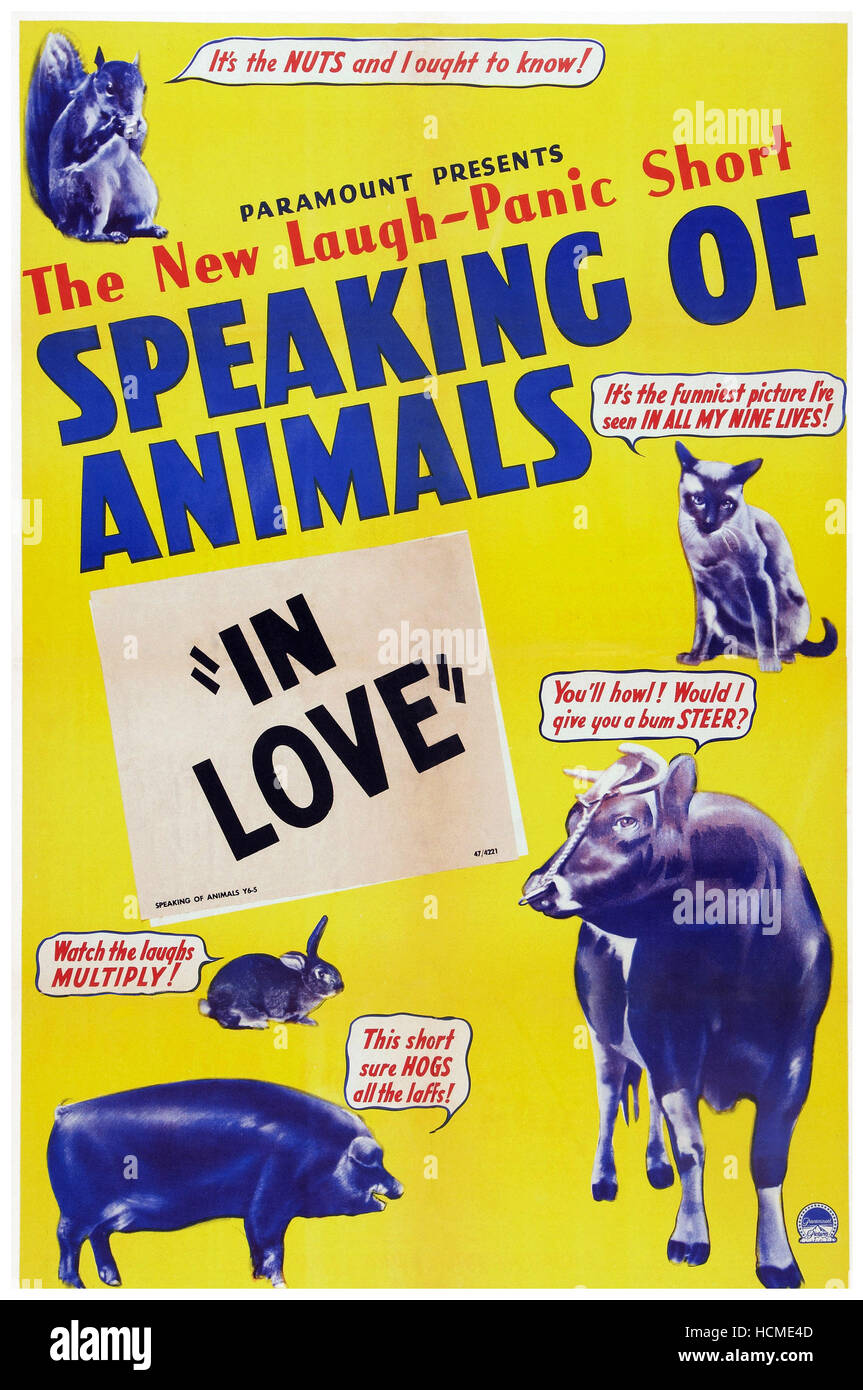Hablando de animales, nosotros poster arte, "en el amor", 1947 Foto de stock