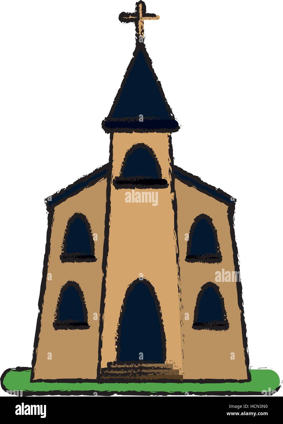 Edificio de la iglesia religiosas cristianas sketch Ilustración del Vector