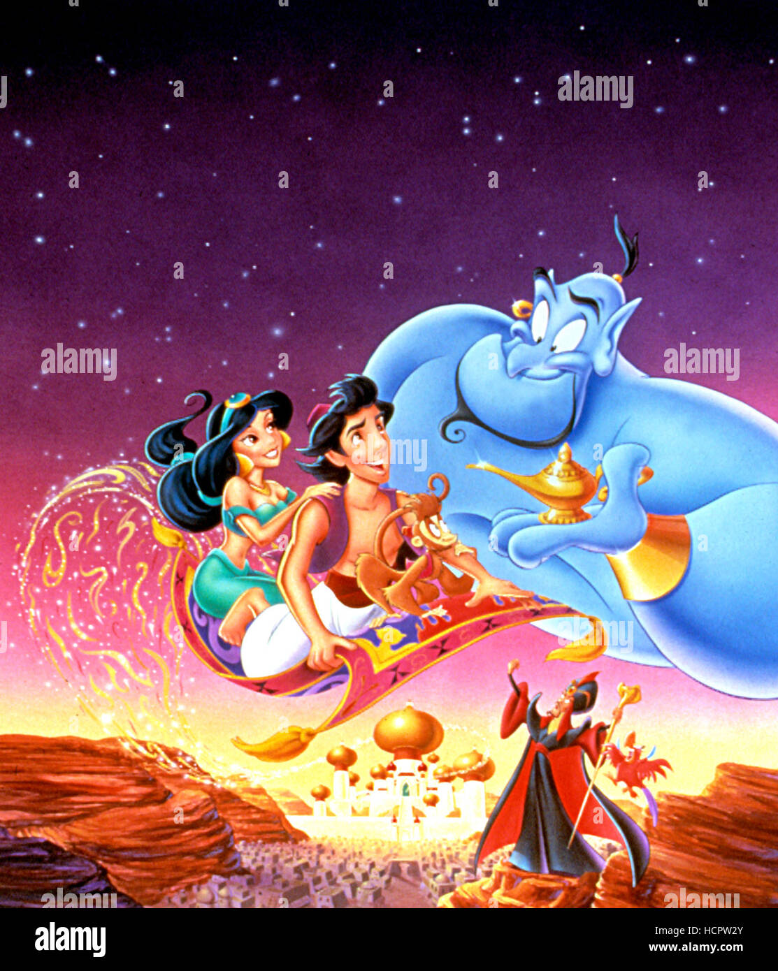 General Impotencia policía ALADDIN, la princesa Jasmine, Aladdin, Abu, genio, Jafar, Iago, 1992,  (c)Walt Disney Pictures/cortesía Colección Everett Fotografía de stock -  Alamy